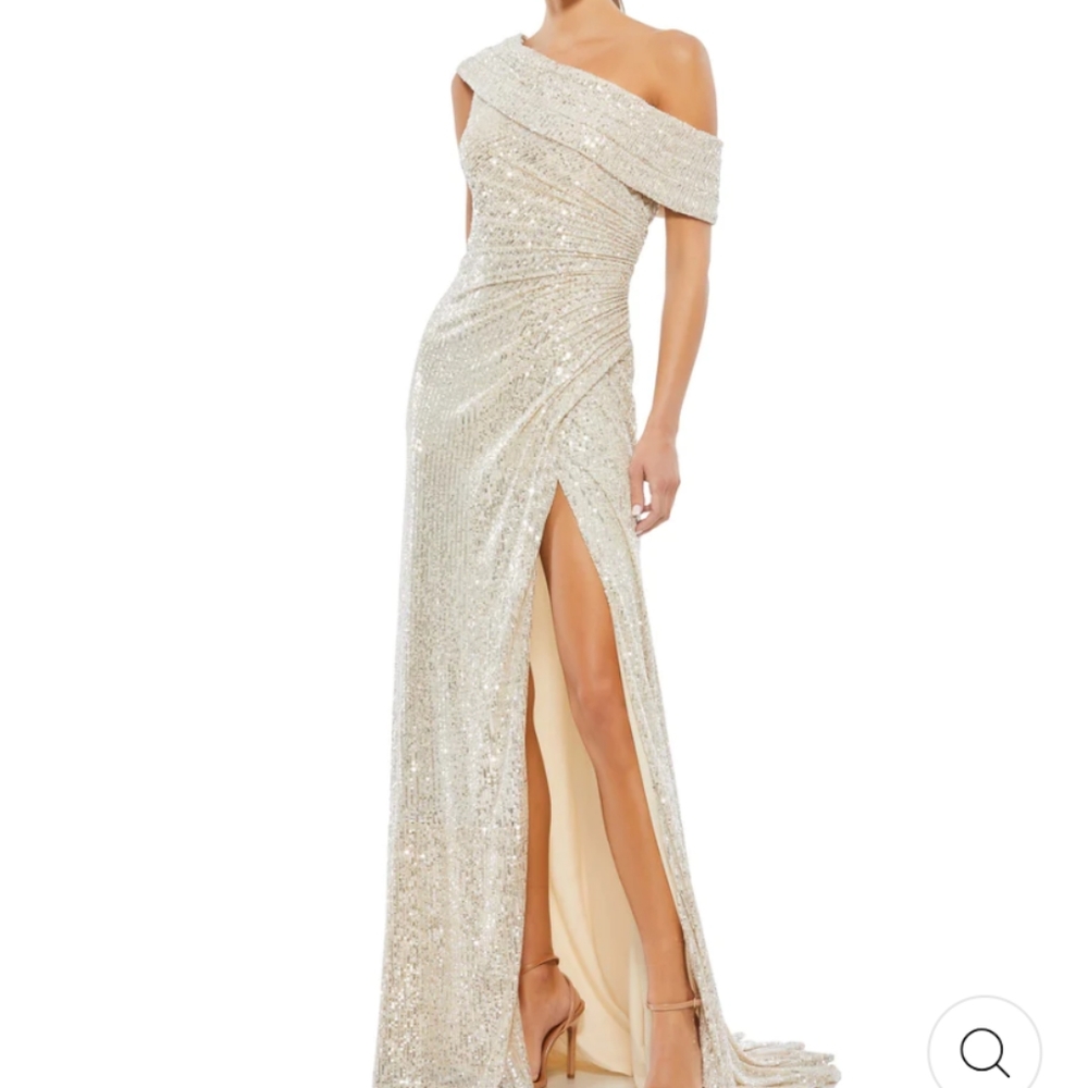 Mac Duggal Off-Shoulder Gold Gown